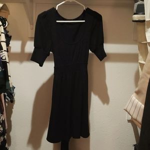 Black short-sleeved scoop neck dress